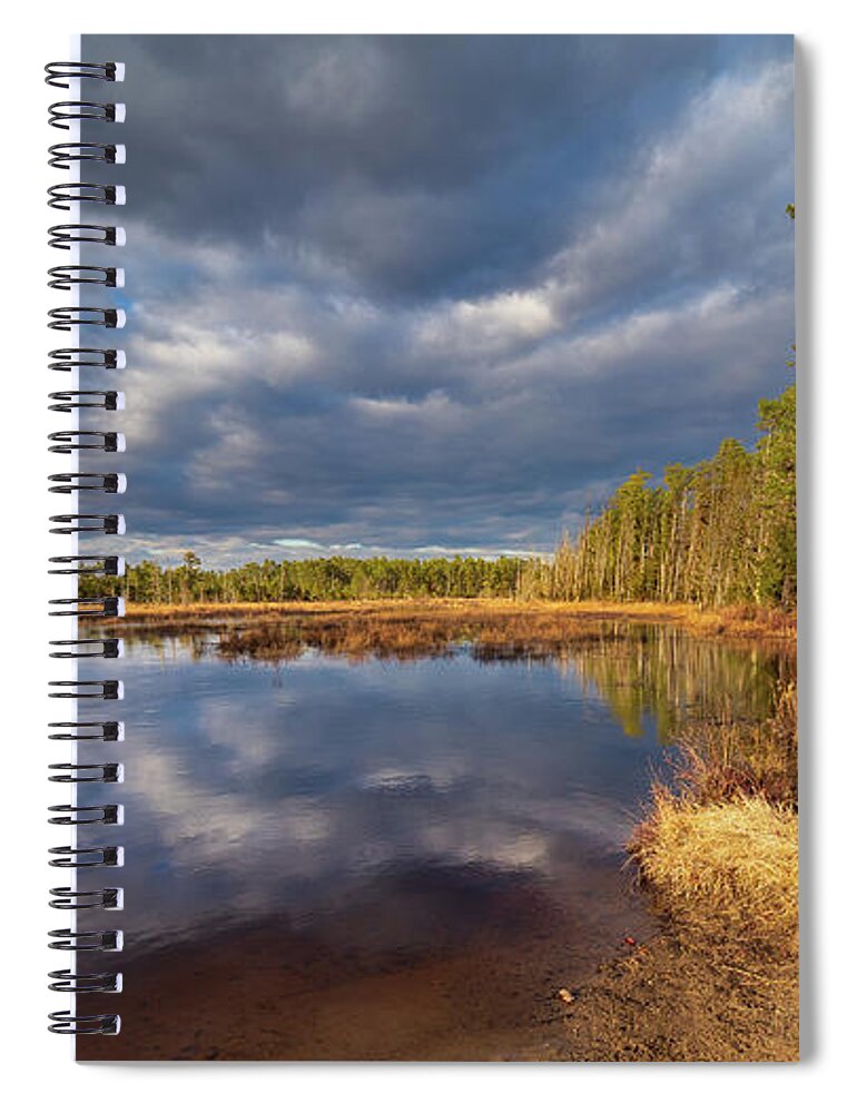 Autumn Spiral Notebook featuring the photograph Quarker Bridge - PineLands by Louis Dallara