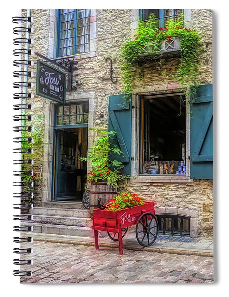 Quebec City Spiral Notebook featuring the photograph Quebec City Cafe by Amy Dundon