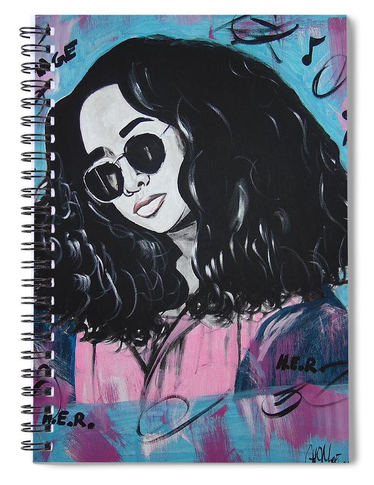 H.e.r Music Spiral Notebook featuring the painting Queen HER by Antonio Moore
