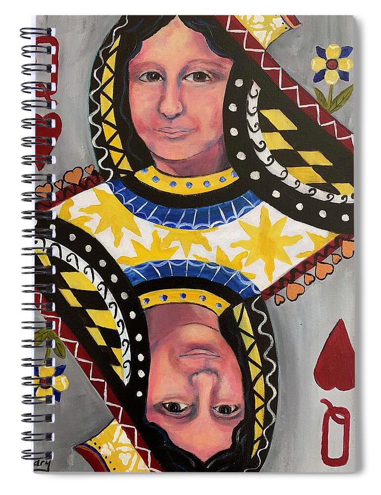 Cards Spiral Notebook featuring the painting Queen of Hearts by Barbara Landry