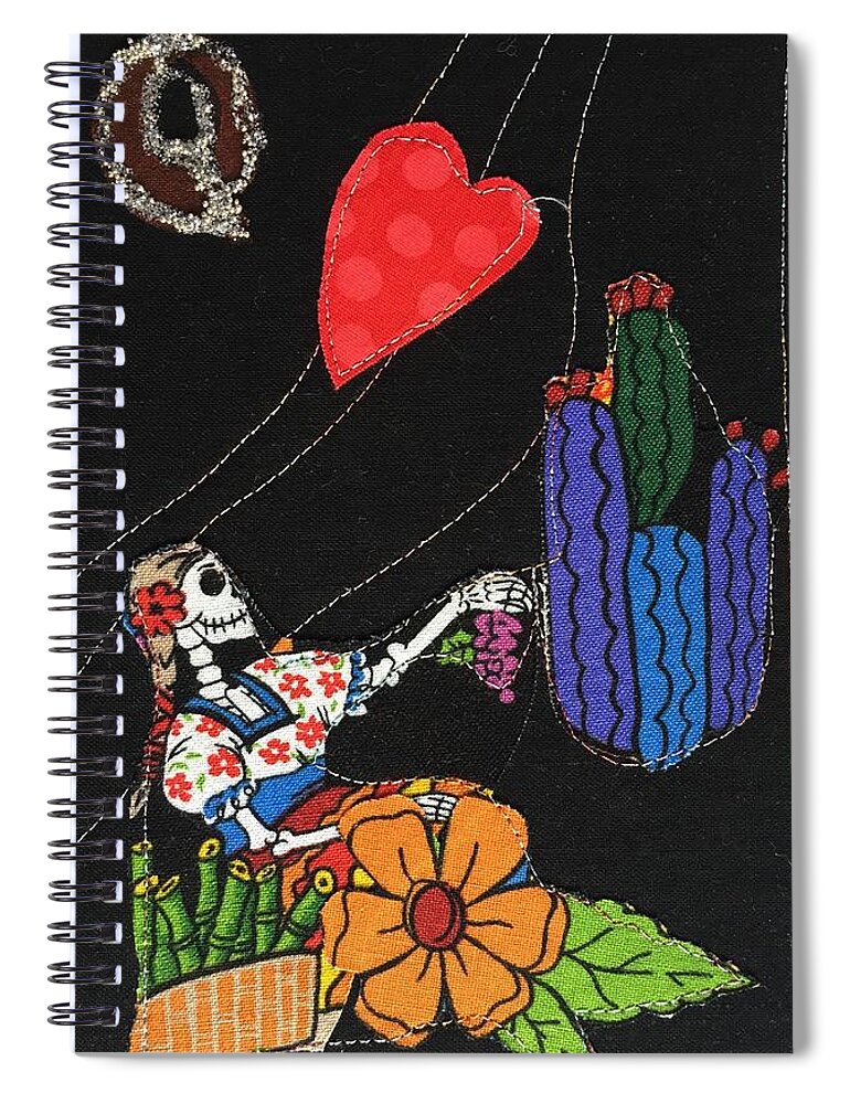 Queen Of Hearts Spiral Notebook featuring the mixed media Queen of Hearts by Vivian Aumond