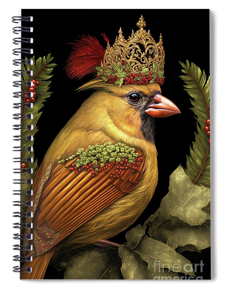 Northern Cardinal Spiral Notebook featuring the painting Queen Of The Cardinals by Tina LeCour