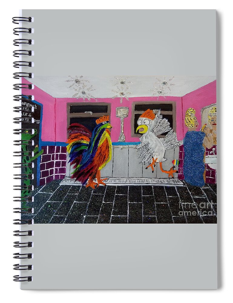 Lgbtq Spiral Notebook featuring the painting Queens bar sweatbox rules by David Westwood