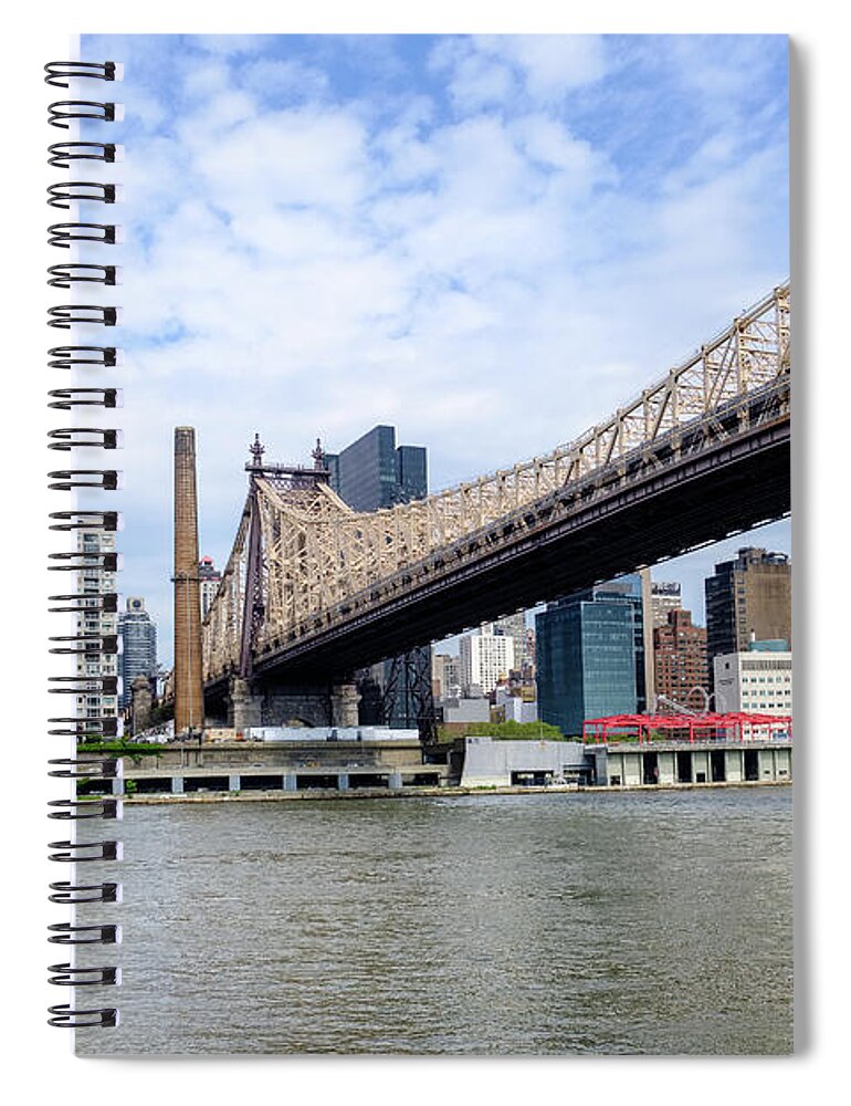 New York Spiral Notebook featuring the photograph Queensborough bridge by Alberto Zanoni
