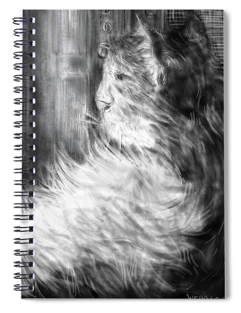 Cat Spiral Notebook featuring the digital art Quiescence by Angela Weddle