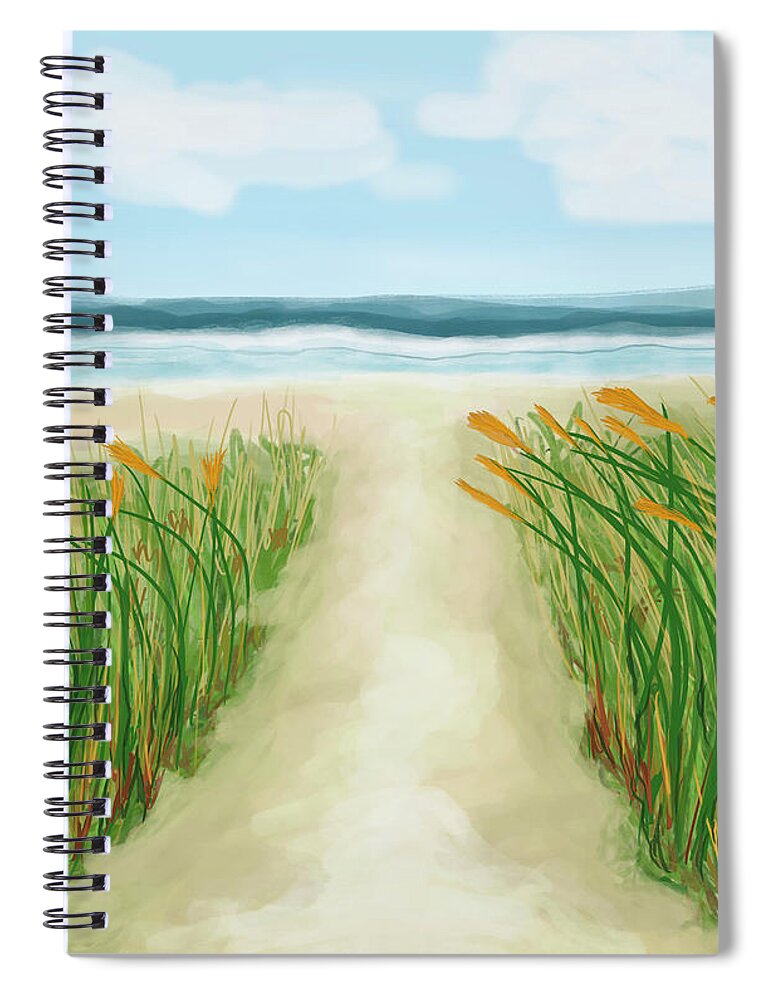 Quiet Beach Pathway Spiral Notebook featuring the digital art Quiet Beach Pathway by Annette M Stevenson