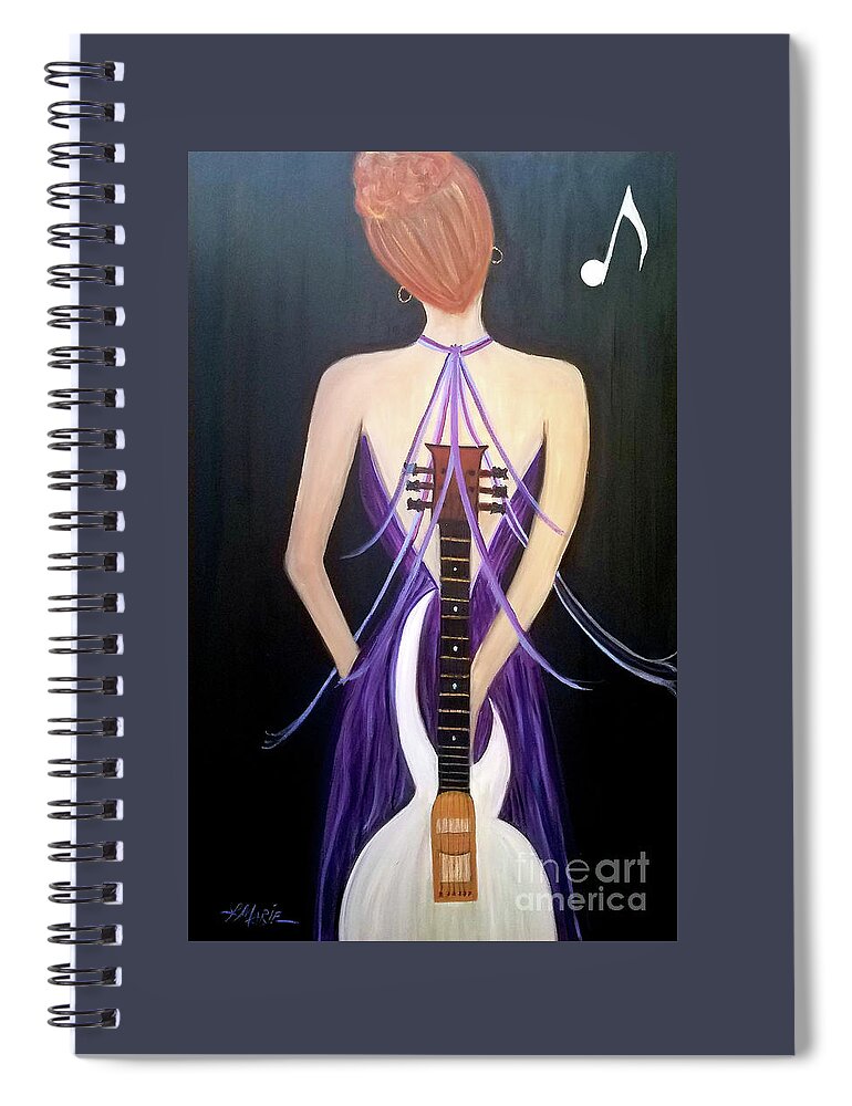 Guitar Spiral Notebook featuring the painting Quiet Before The Storm by Artist Linda Marie