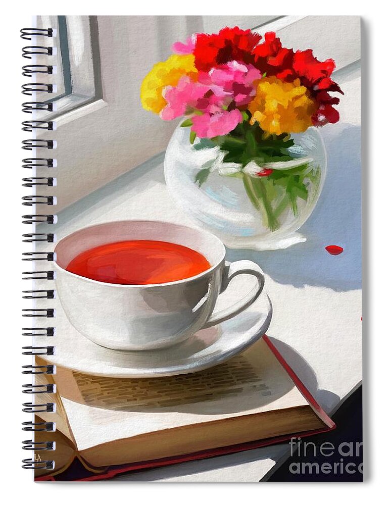 Tea Spiral Notebook featuring the painting Quiet Moments by Tammy Lee Bradley