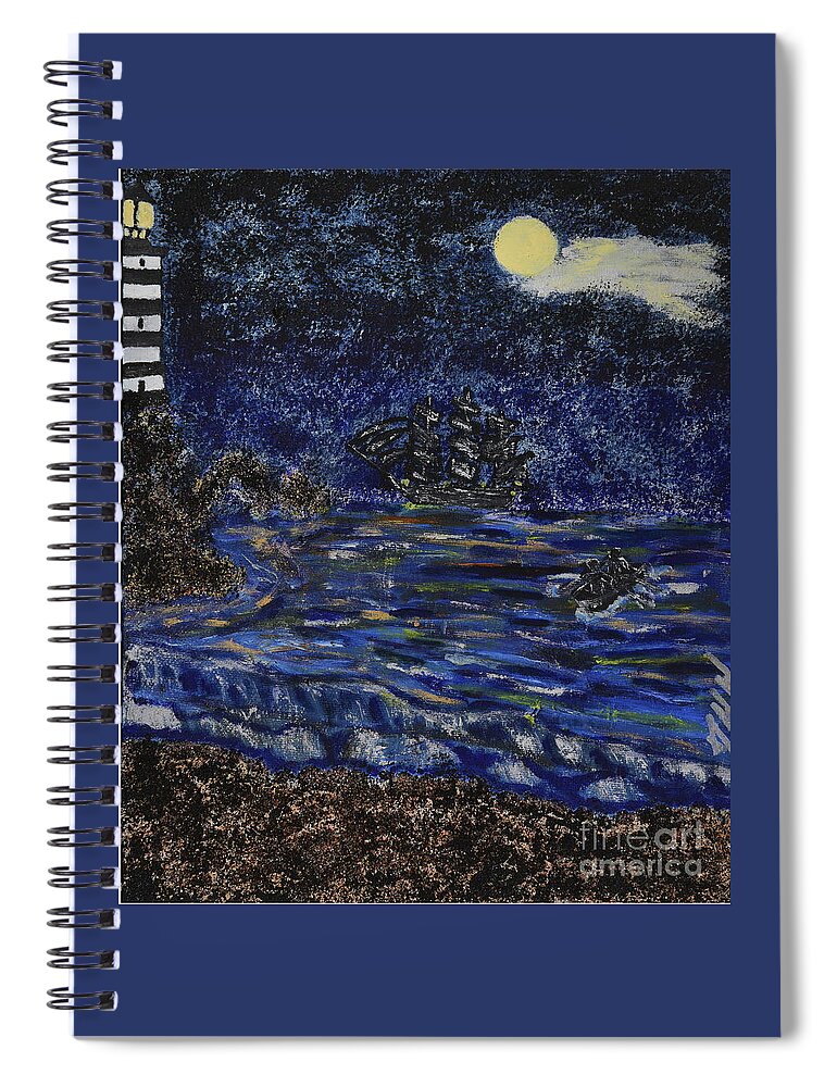 England Spiral Notebook featuring the mixed media Quiet Tides by David Westwood