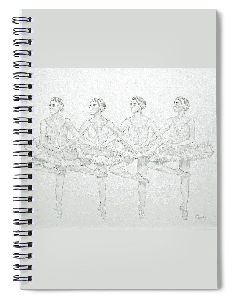 Figures Spiral Notebook featuring the drawing Quintessential Ballet 2 by Carl Owen