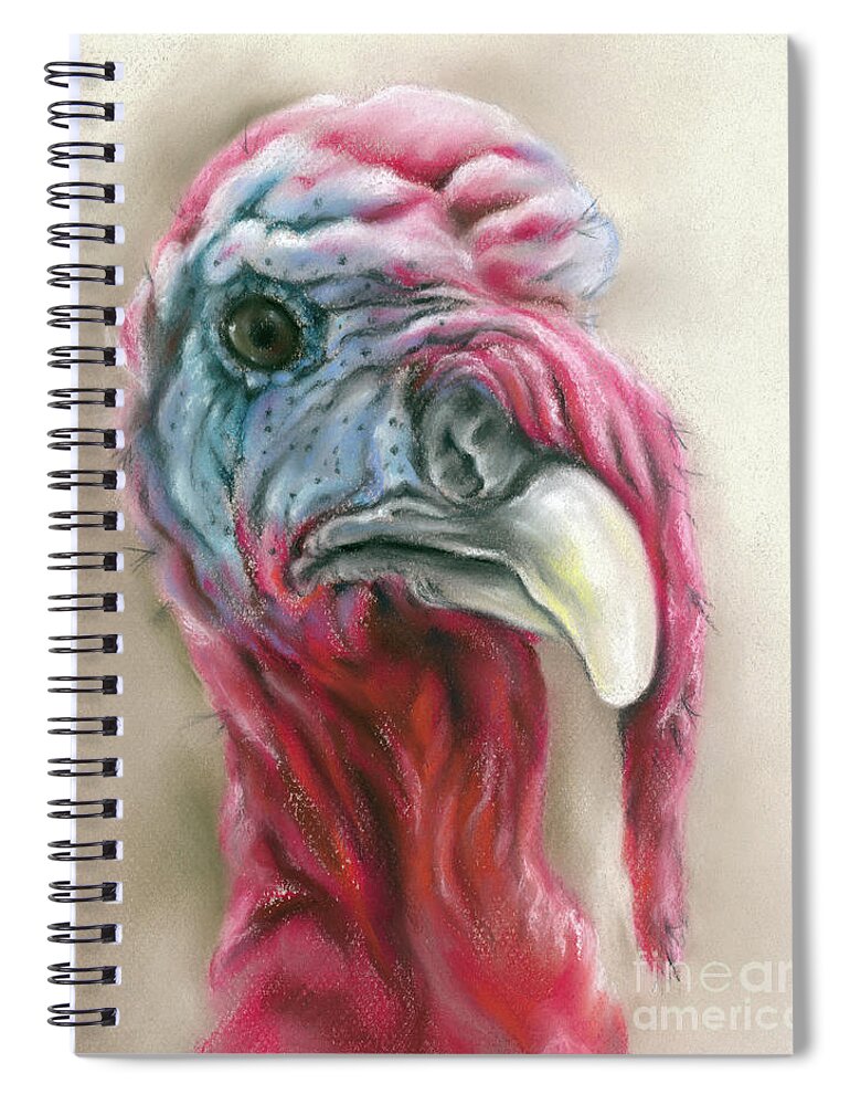 Turkey Spiral Notebook featuring the painting Quirky Turkey Gobbler Portrait by MM Anderson