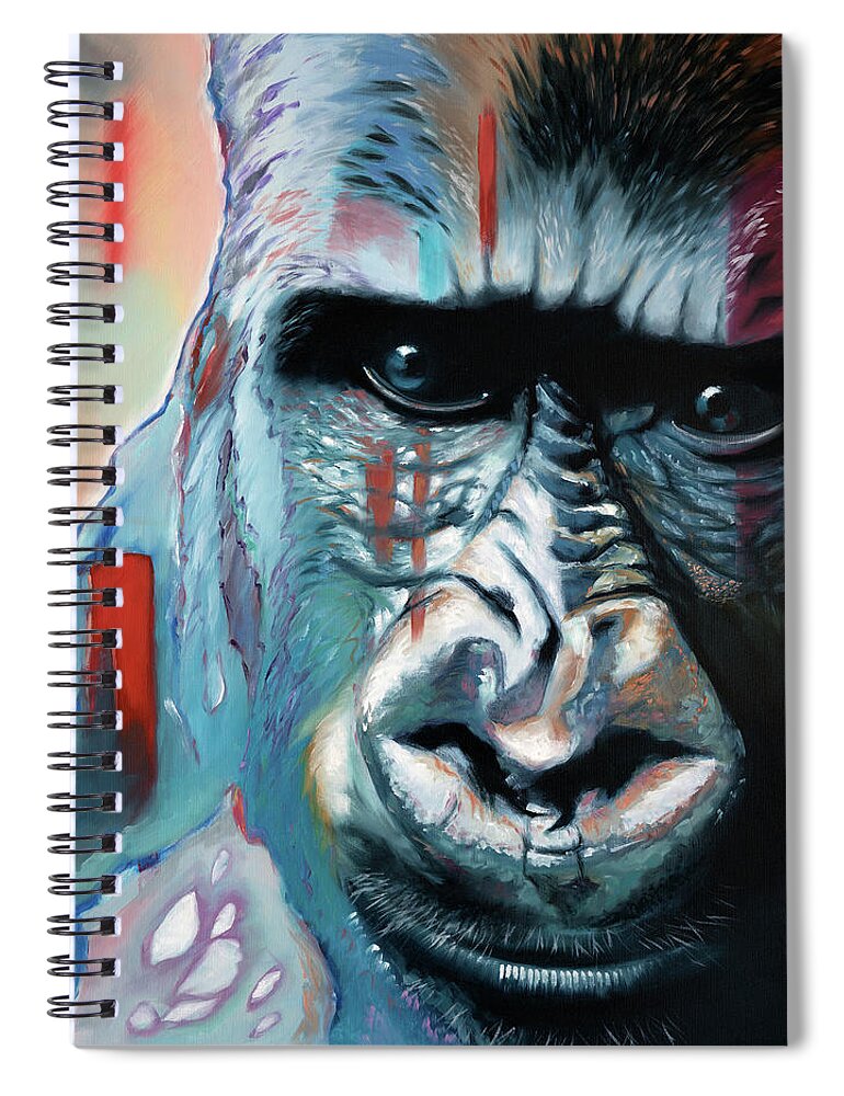 Gorilla Spiral Notebook featuring the painting Gorilla - by Uwe Fehrmann