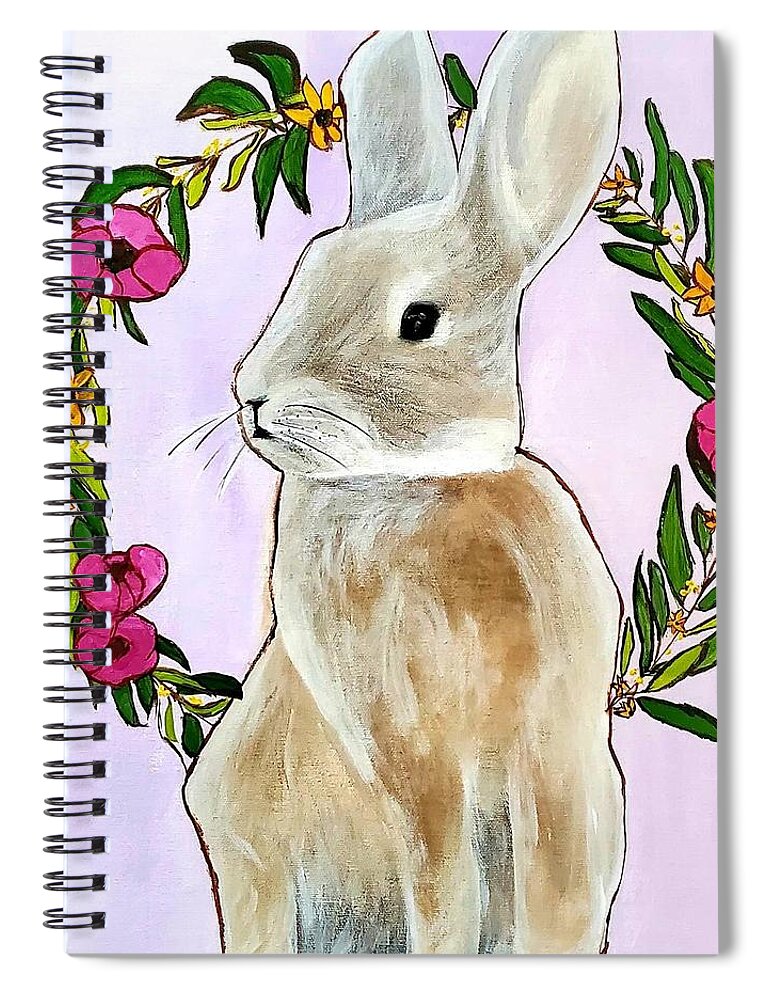 Rabbit Spiral Notebook featuring the painting Rabbit by Amy Kuenzie
