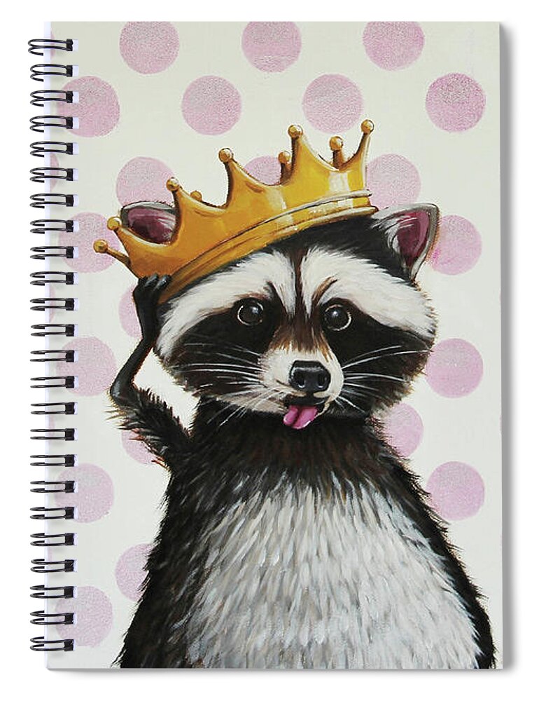 Raccoon Spiral Notebook featuring the painting Raccoon by Lucia Stewart