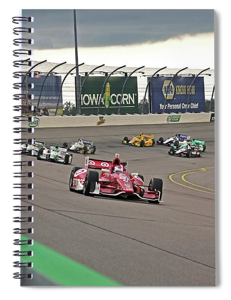 Indycar Spiral Notebook featuring the photograph Race Start Iowa Corn 300 - 2014 Iowa Speedway by Pete Klinger