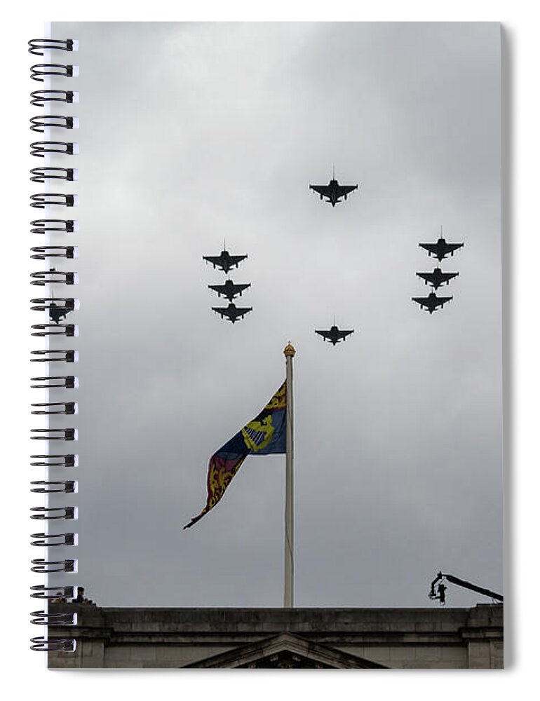 Raf Spiral Notebook featuring the photograph RAF 100 fly pass by Andrew Lalchan