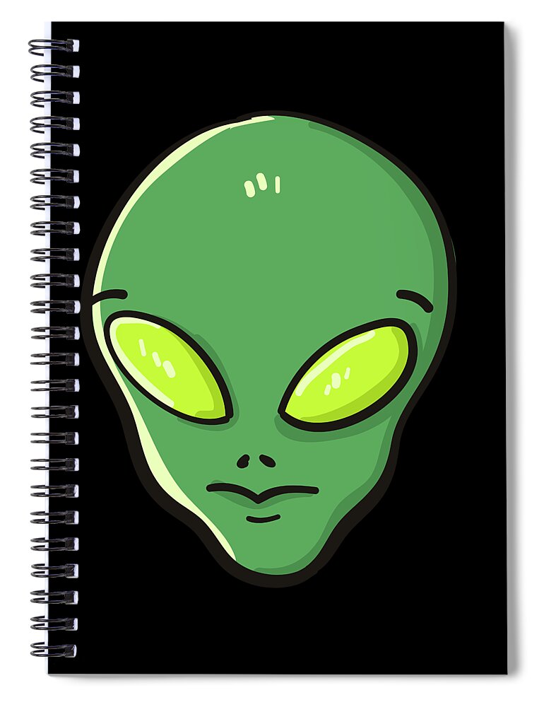 Aliens Spiral Notebook featuring the digital art Raid Area 51 Alien Head by Flippin Sweet Gear