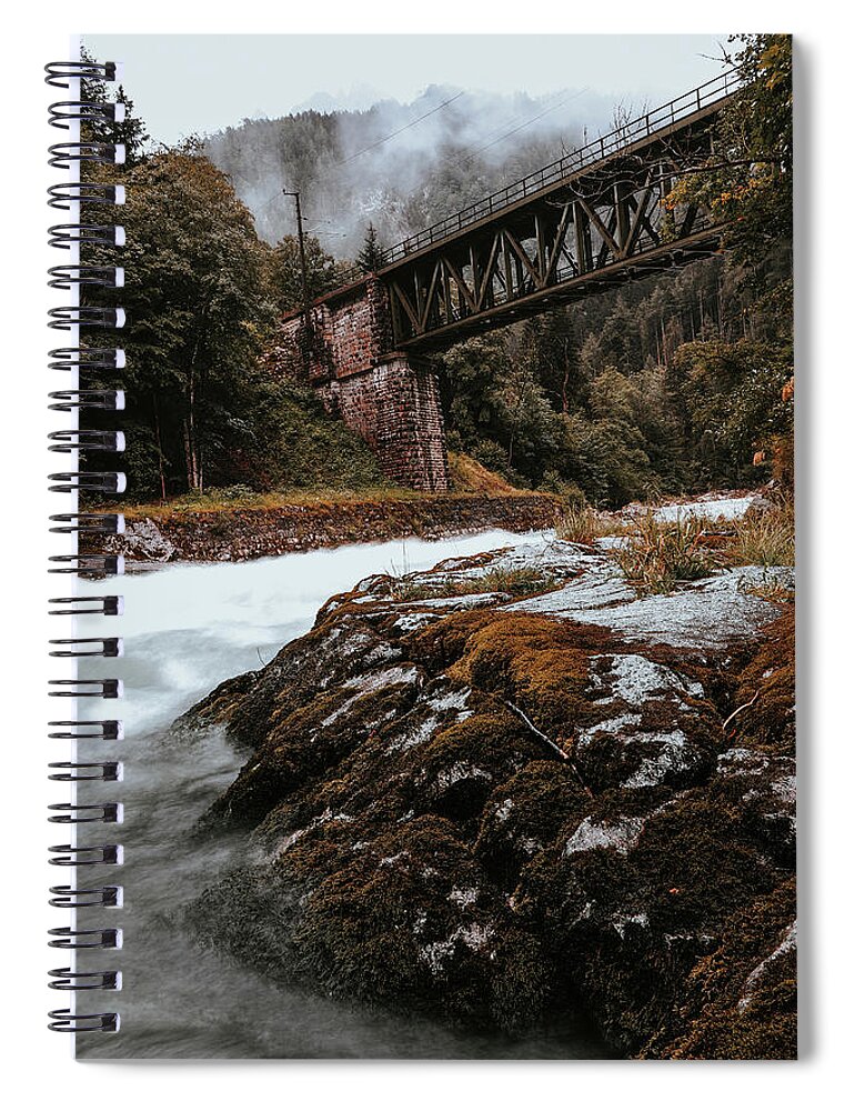 Transmission Spiral Notebook featuring the photograph Railway bridge in Gesause National Park by Vaclav Sonnek