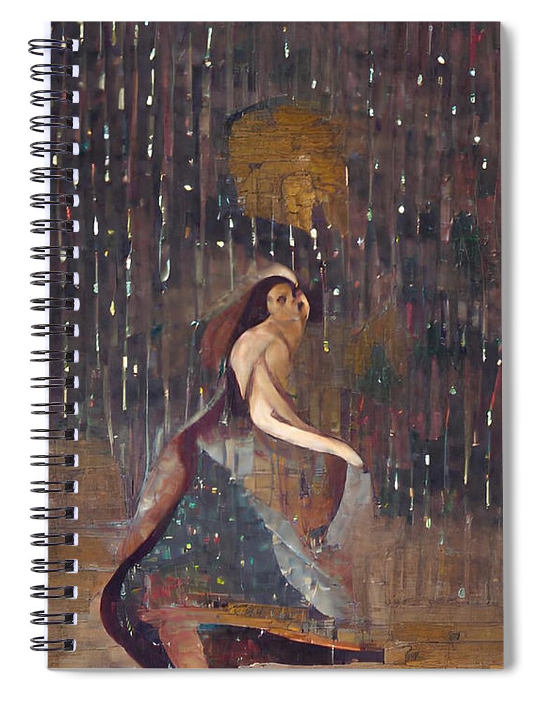 Raindancer Spiral Notebook featuring the digital art Rain Dancer Twirling by Vennie Kocsis