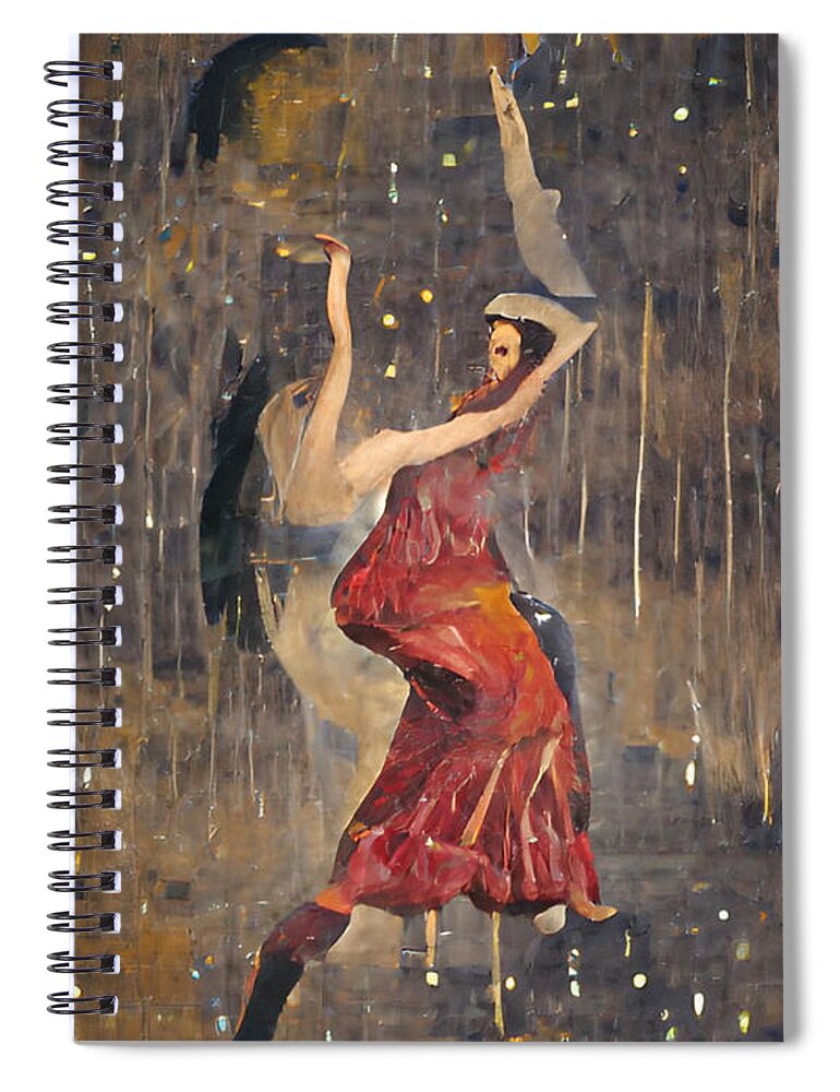 Raindancer Spiral Notebook featuring the digital art Rain Dancers by Vennie Kocsis