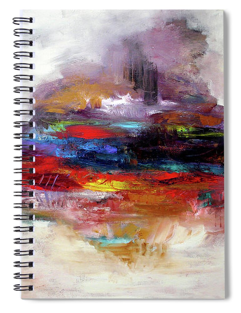 Abstract Spiral Notebook featuring the painting Rain Sonata by Jim Stallings