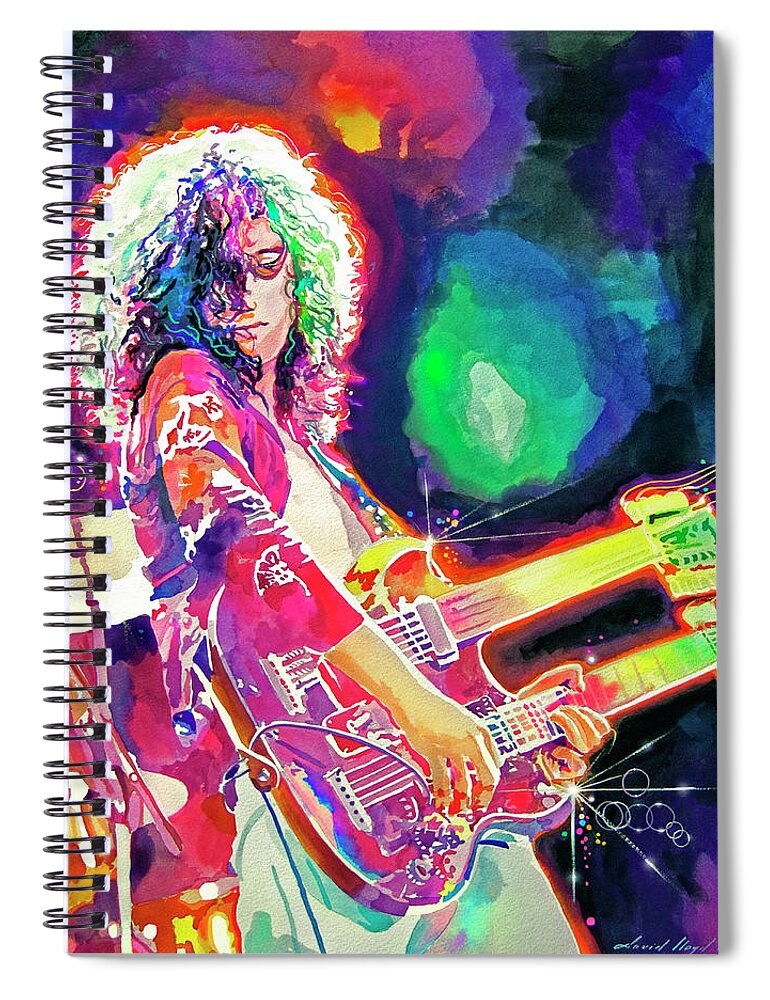 Jimmy Page Spiral Notebook featuring the painting Rain Song Jimmy Page by David Lloyd Glover