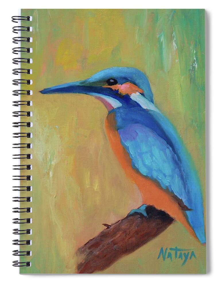 Kingfisher Spiral Notebook featuring the painting Rainbow Bird by Nataya Crow