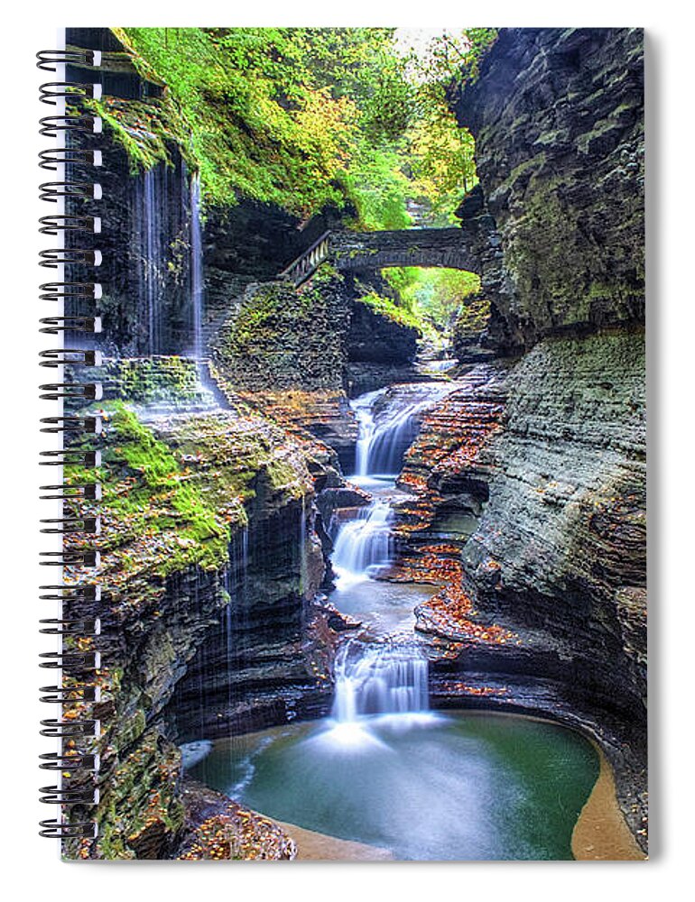 Nunweiler Spiral Notebook featuring the photograph Rainbow Falls at Watkins Glen by Nunweiler Photography