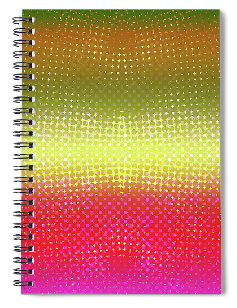 Yellow Spiral Notebook featuring the digital art Rainbow Glitter Pattern by Melinda Firestone-White