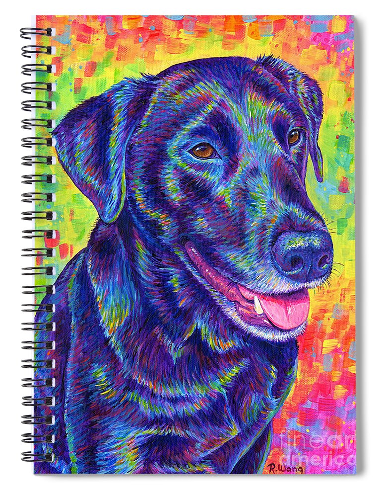 Labrador Retriever Spiral Notebook featuring the painting Rainbow Labrador Retriever by Rebecca Wang