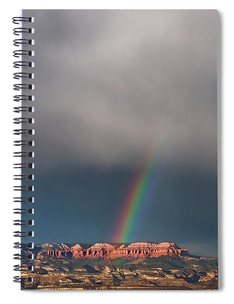 Dave Welling Spiral Notebook featuring the photograph Rainbow Over Hoodoos Bryce Canyon National Park Utah by Dave Welling