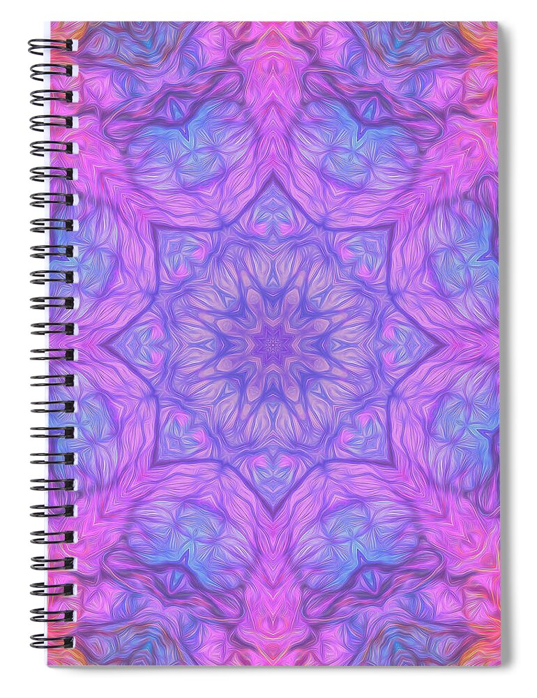 Mandala Spiral Notebook featuring the digital art Rainbow Pitch Pine Mandala 04 by Beth Sawickie