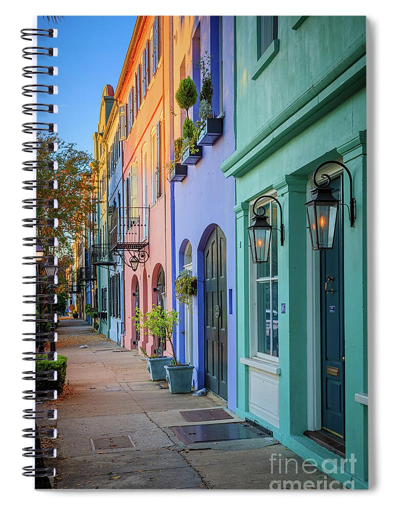 America Spiral Notebook featuring the photograph Rainbow Row by Inge Johnsson