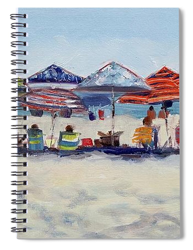 Impressionistic Beach Spiral Notebook featuring the painting Rainbow Row by Maggii Sarfaty