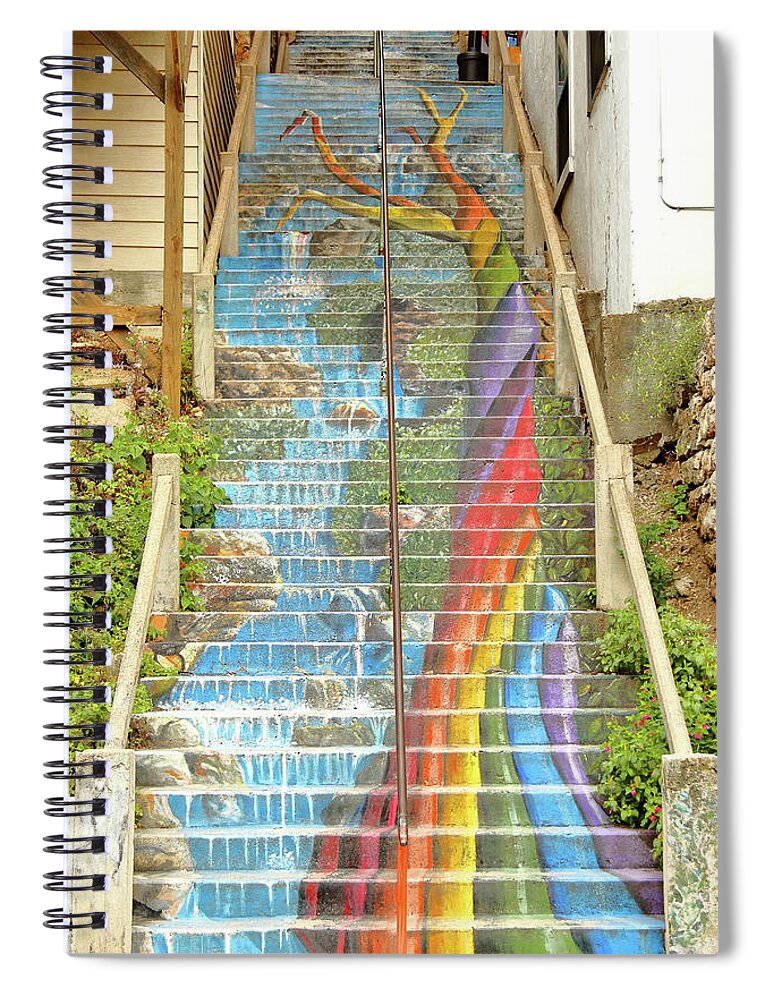 Stairway Spiral Notebook featuring the photograph Rainbow Stairs by Lens Art Photography By Larry Trager