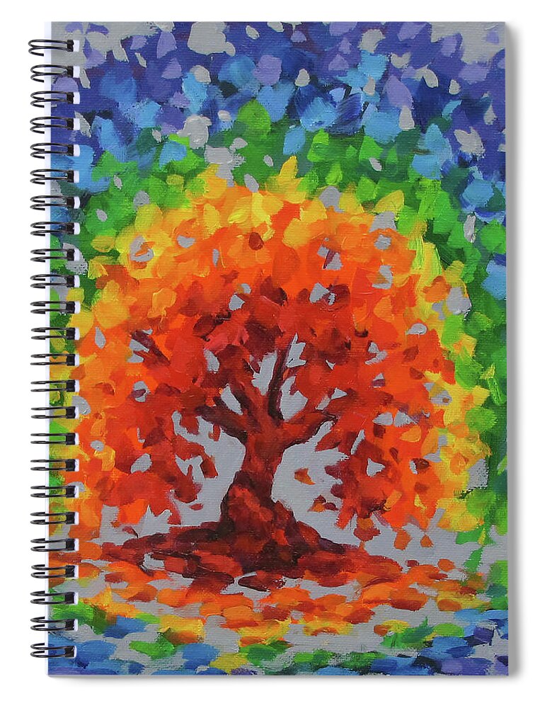 Rainbow Spiral Notebook featuring the painting Rainbow Tree III by Karen Ilari