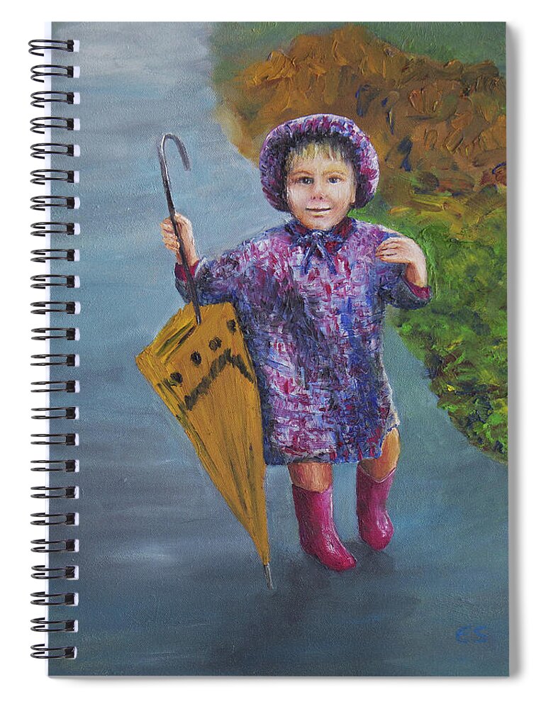Blue Spiral Notebook featuring the painting Rainy Day by Evelyn Snyder