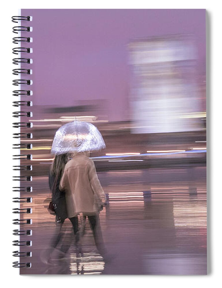 Rain Spiral Notebook featuring the photograph Rainy Day Stroll by Linda Villers