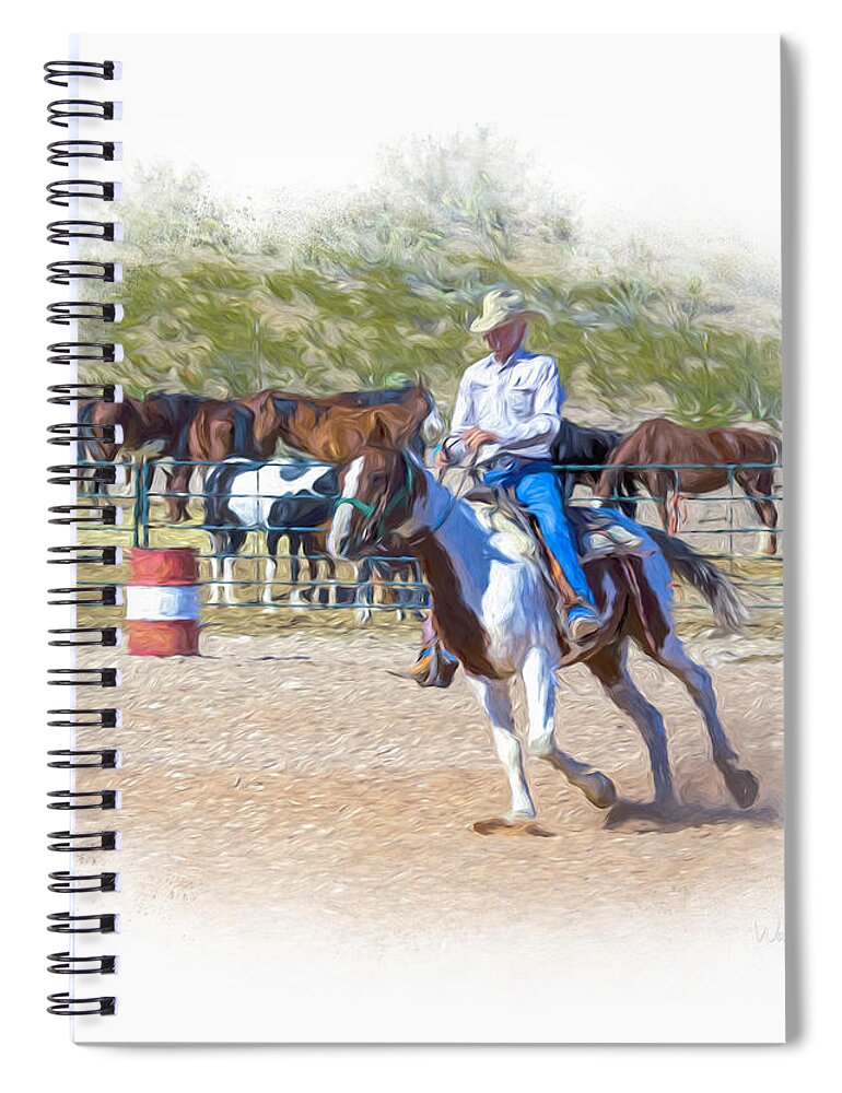 Cowboy Spiral Notebook featuring the digital art Ranch Rider Digital Art Painting by Walter Herrit