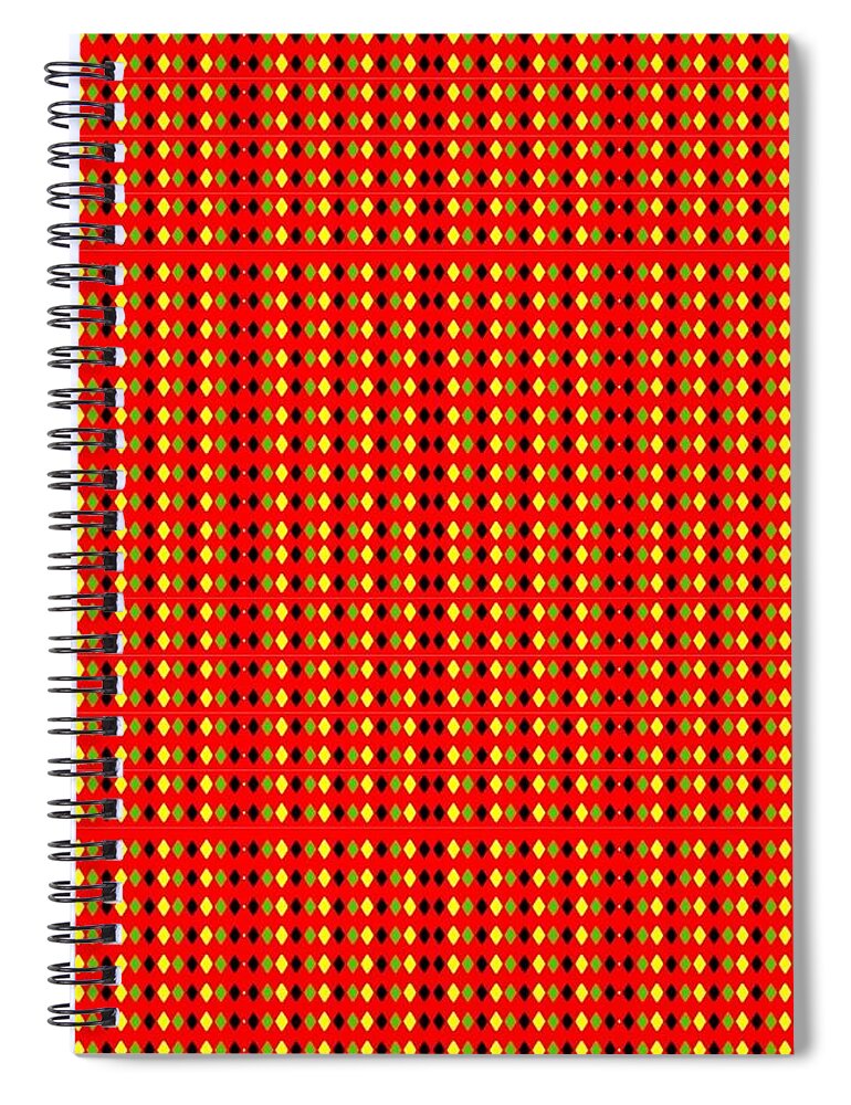 Rasta Fabric Design Spiral Notebook featuring the painting Rasta Fabric Design by Andrew Johnson