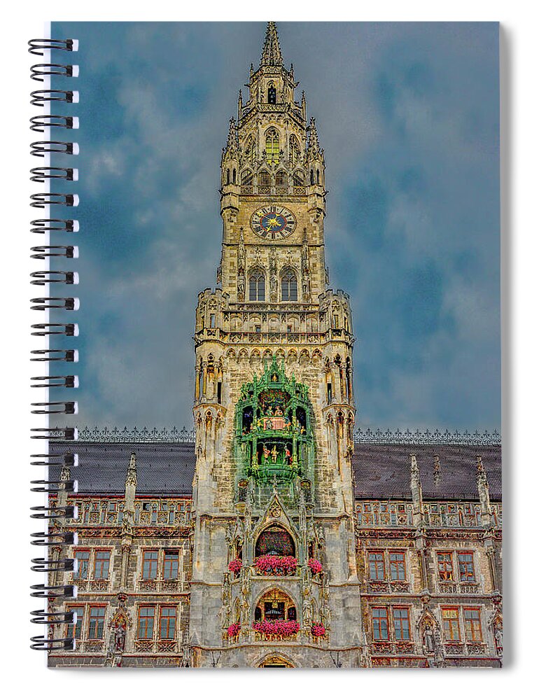 Munich Spiral Notebook featuring the photograph Rathaus-Glockenspiel of Munich by Marcy Wielfaert