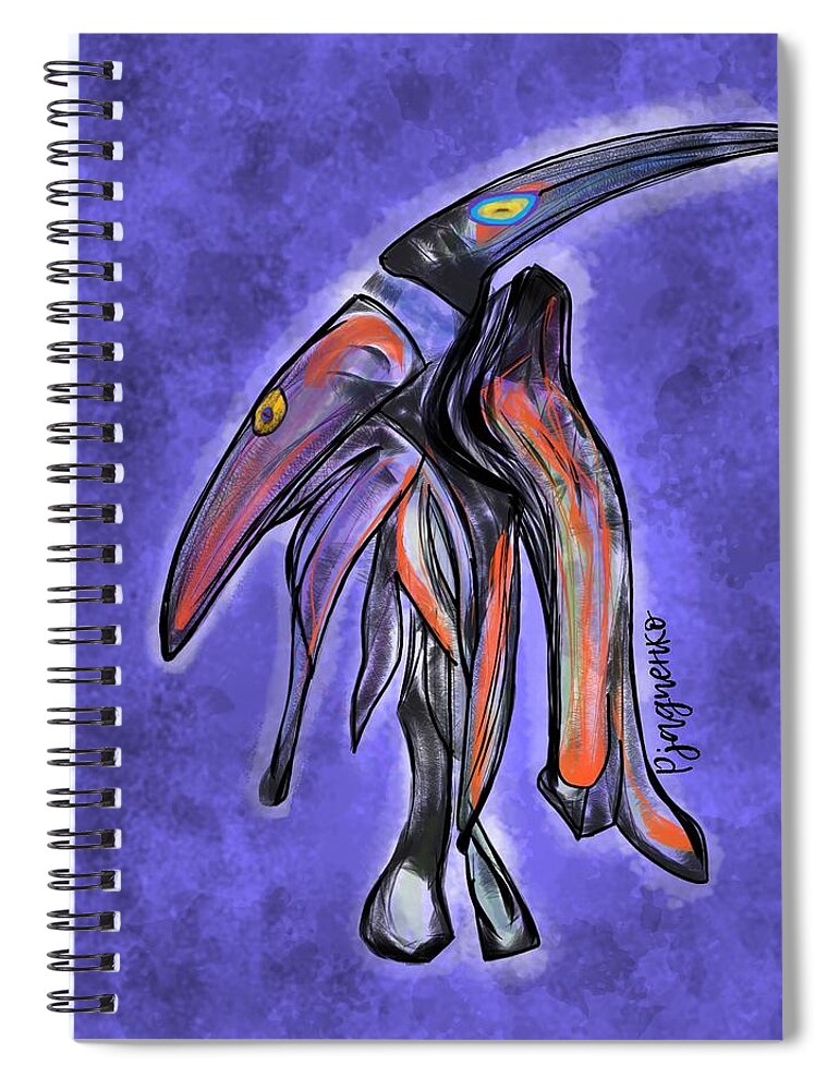 Black Spiral Notebook featuring the digital art Raven by Ljev Rjadcenko