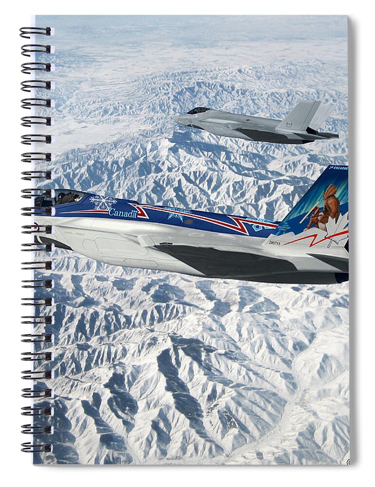 Lightning Spiral Notebook featuring the ceramic art RCAF F-35A Demo by Custom Aviation Art