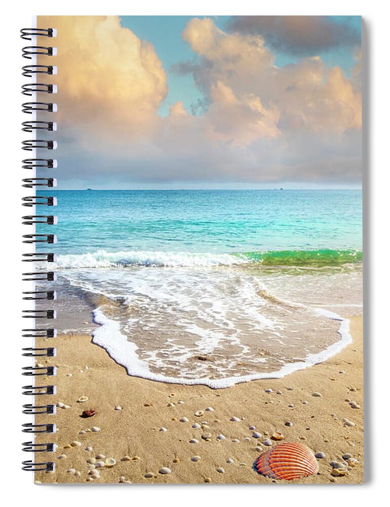 Wave Spiral Notebook featuring the photograph Reaching into Shore by Debra and Dave Vanderlaan