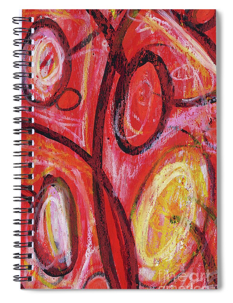 Red Spiral Notebook featuring the painting Red Abstract 7. Non Objective Art. by Amy E Fraser