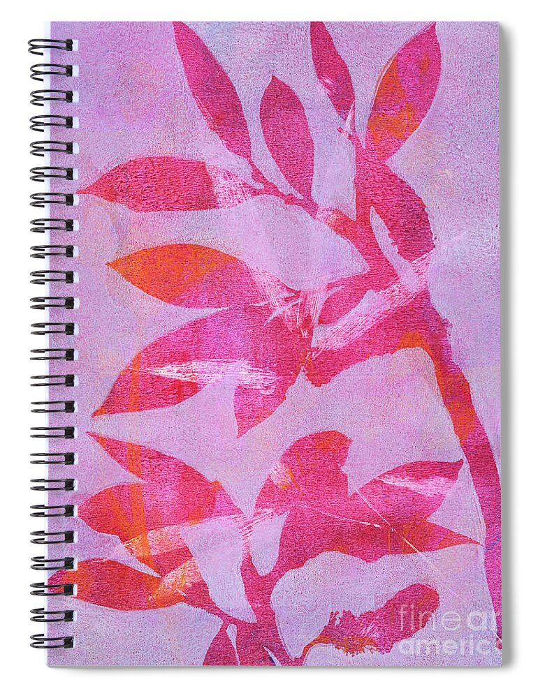 Plant Print Spiral Notebook featuring the mixed media Red and Purple by Kristine Anderson