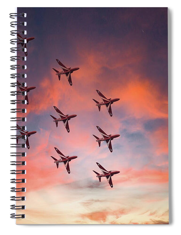 Eastbourne International Airshow Spiral Notebook featuring the photograph Red Arrows over Eastbourne by Andrew Lalchan