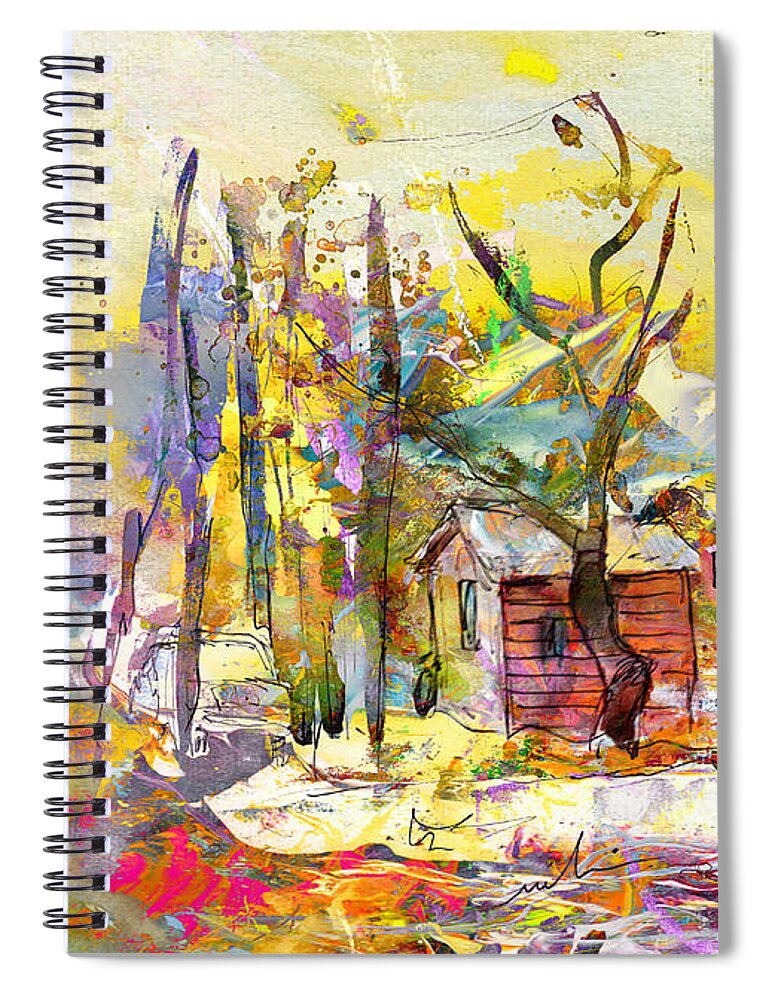 Travel Spiral Notebook featuring the painting Red Barn In Mississippi Collage by Miki De Goodaboom