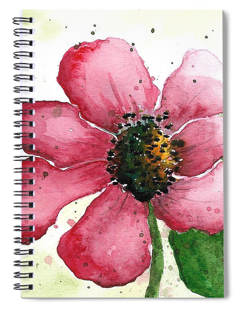 Red Blossom Spiral Notebook featuring the painting Red blossom by Tatiana Fess