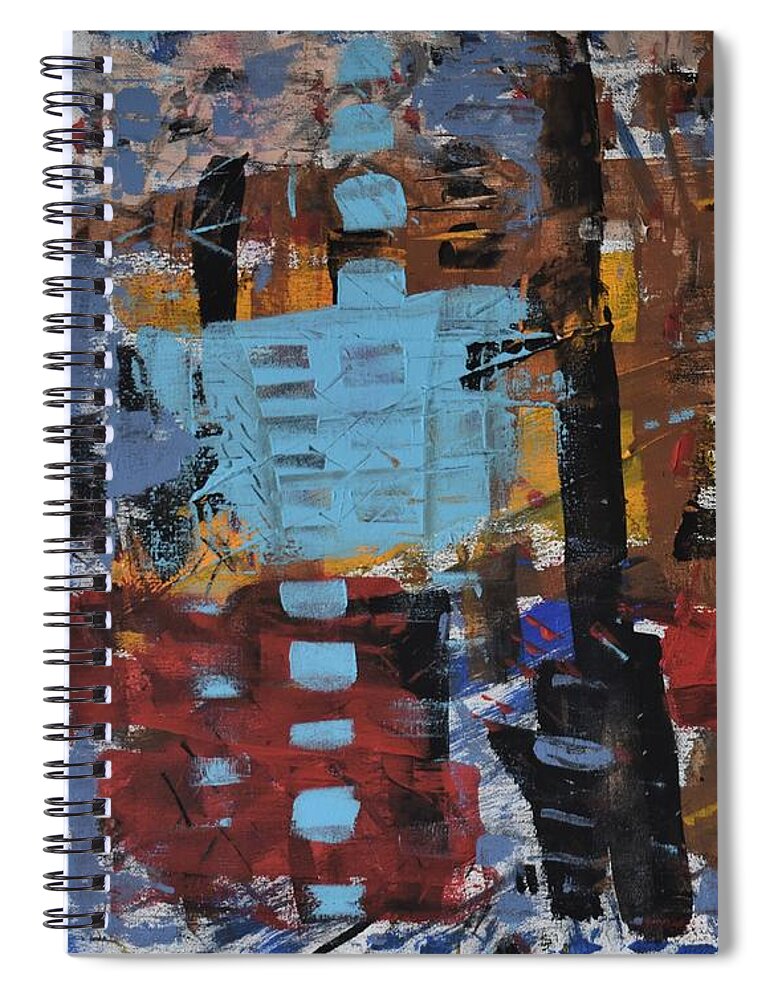 Colorado Spiral Notebook featuring the painting Red Brown Mustard Blue by Pam O'Mara
